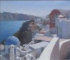 View of Oia, Santorini: oil on canvas. Size: 11 x 13in (28 x 33cm). Available