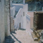 Shadows in Naxos: Oil on board. Size: 14 x 12 in (36 x 30cm). Available