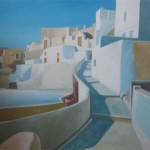 Santorini: Oil on Canvas. Size: 31 x 32in (79 x 81cm). Available