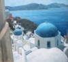 Church Roof, Santorini: Oil on Canvas. Size: 20 x 20in (51 x 51cm). Available
