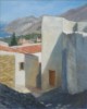 Shadows in Symi, Greece: oil on board 12 x 10in (30 x 25cm). Available