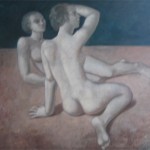 Nudes on Beach: Oil on board/panel. Size: 28 x 34in (71 x 86cm) 1980 Available