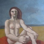 Nude on Beach: Oil on board/panel. Size: 29 x 37n (74 x 94cm) 1980 Available