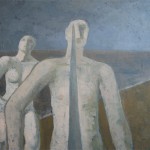 Two Figures on Beach : Oil on board/panel. Size: 23 x 28in (58 x 71cm) 1975 Available