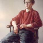Young Man in Red Jumper: Pastel drawing. Size: 30 x 20in (76 x 51cm)