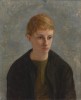 Head of a Girl: Oil on board. Size 21 x 17 ins (53 x 43 cm) 1958