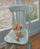 Still Life with Blue Chair: Oil on canvas. Size:18 x 15 ins (45 x 38 cm). Sold.